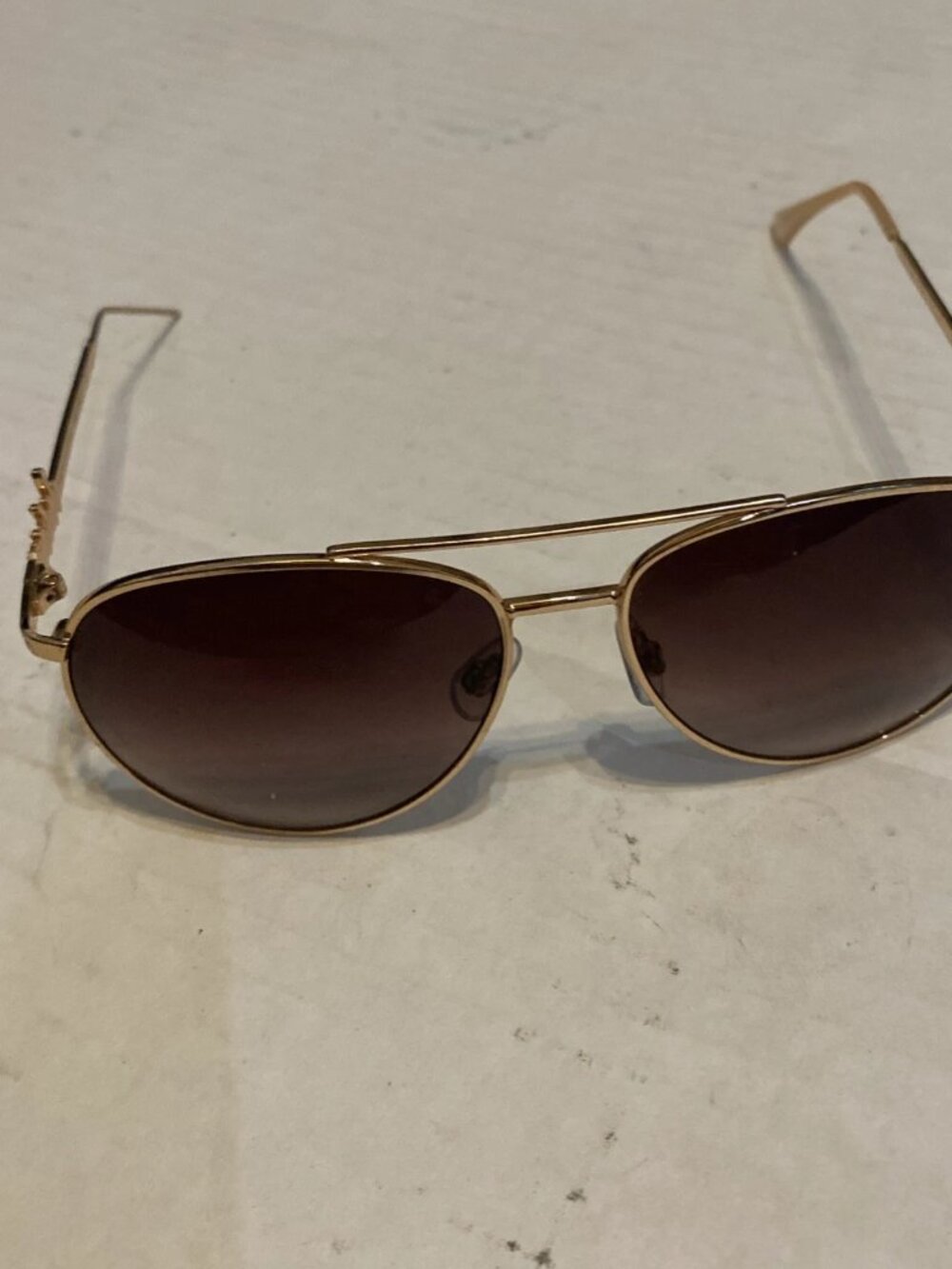 Juicy Couture Aviator Sunglasses Gold Metal Frame Rose Lens Heart Logo Women's